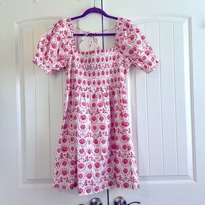 Like New Hill House Athena Nap Dress Pink and White Seashell Mermaids Print